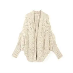 6 Colors Coarse Wool Cardigans Women  Full Batwing Sleeve Sweaters Casual Women Clothing SM6