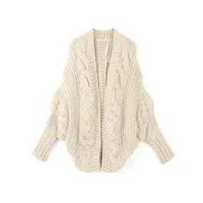 6 Colors Coarse Wool Cardigans Women  Full Batwing Sleeve Sweaters Casual Women Clothing SM6