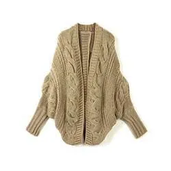 6 Colors Coarse Wool Cardigans Women  Full Batwing Sleeve Sweaters Casual Women Clothing SM6