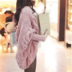 6 Colors Coarse Wool Cardigans Women  Full Batwing Sleeve Sweaters Casual Women Clothing SM6