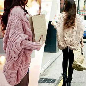 6 Colors Coarse Wool Cardigans Women  Full Batwing Sleeve Sweaters Casual Women Clothing SM6