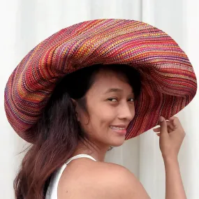 7  Wide Brim Raffia Straw Hat | Multicolored Stripes | UPF 50 | Soava