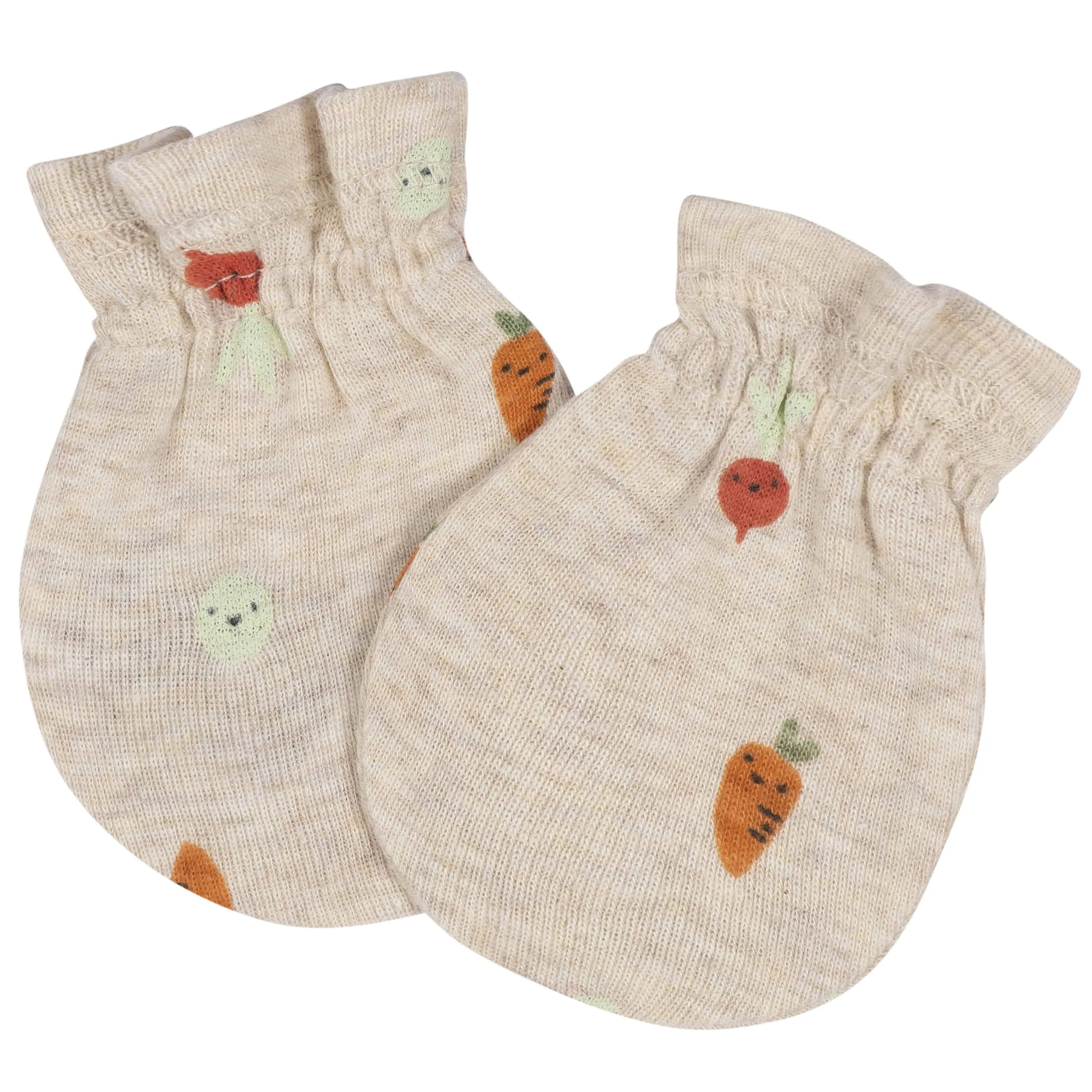 8-Piece Baby Neutral Happy Veggies No Scratch Mittens & Caps Set