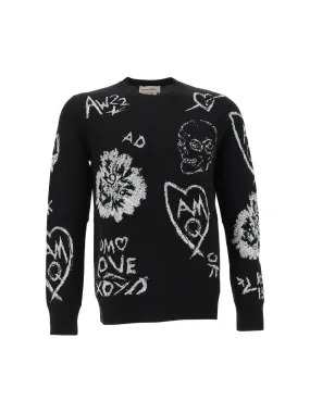 Alexander McQueen All-Over Graphic Printed Pullover