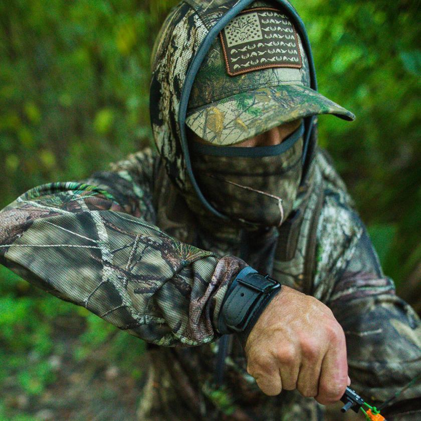 American Flag Snapback Camo Fishing Hat - Multicam Black