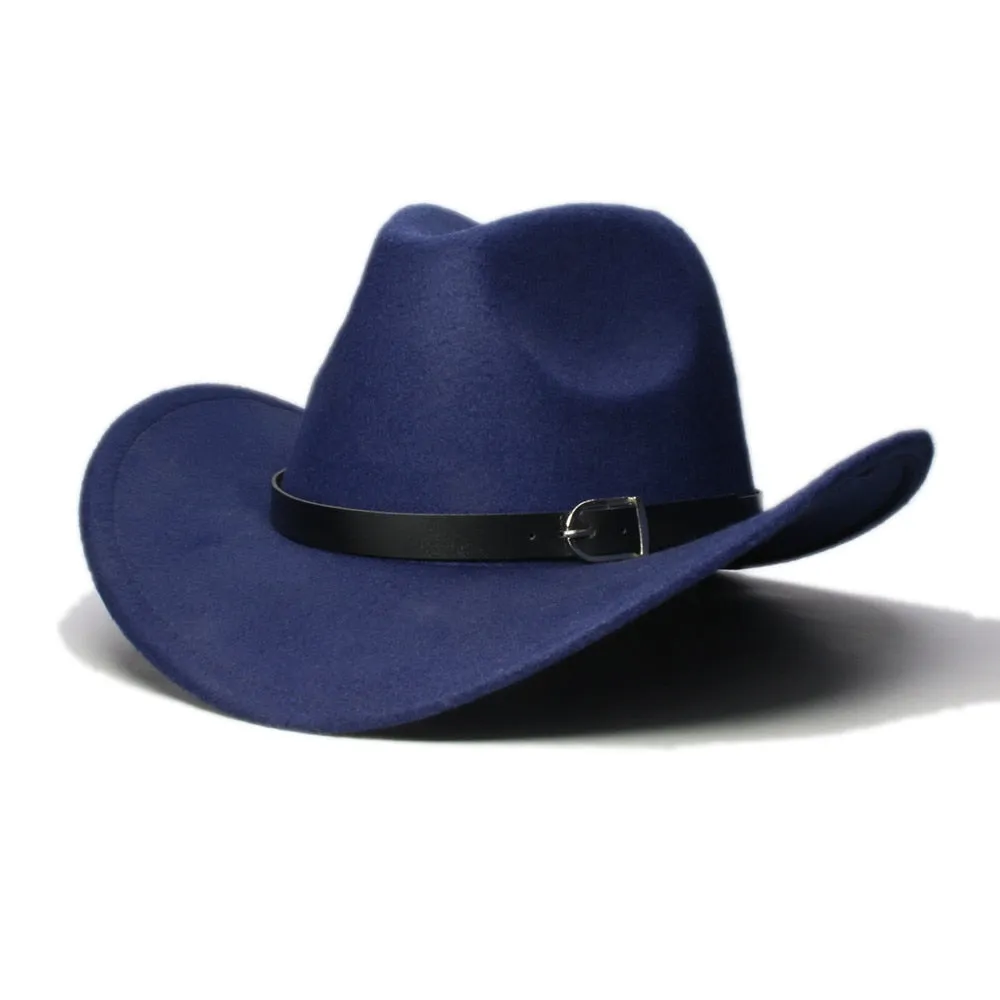 Casual Leather Band Adjustable Western Cowboy Hat for Men and Women