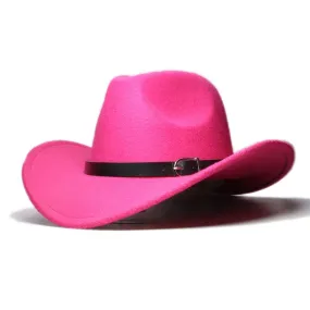 Casual Leather Band Adjustable Western Cowboy Hat for Men and Women