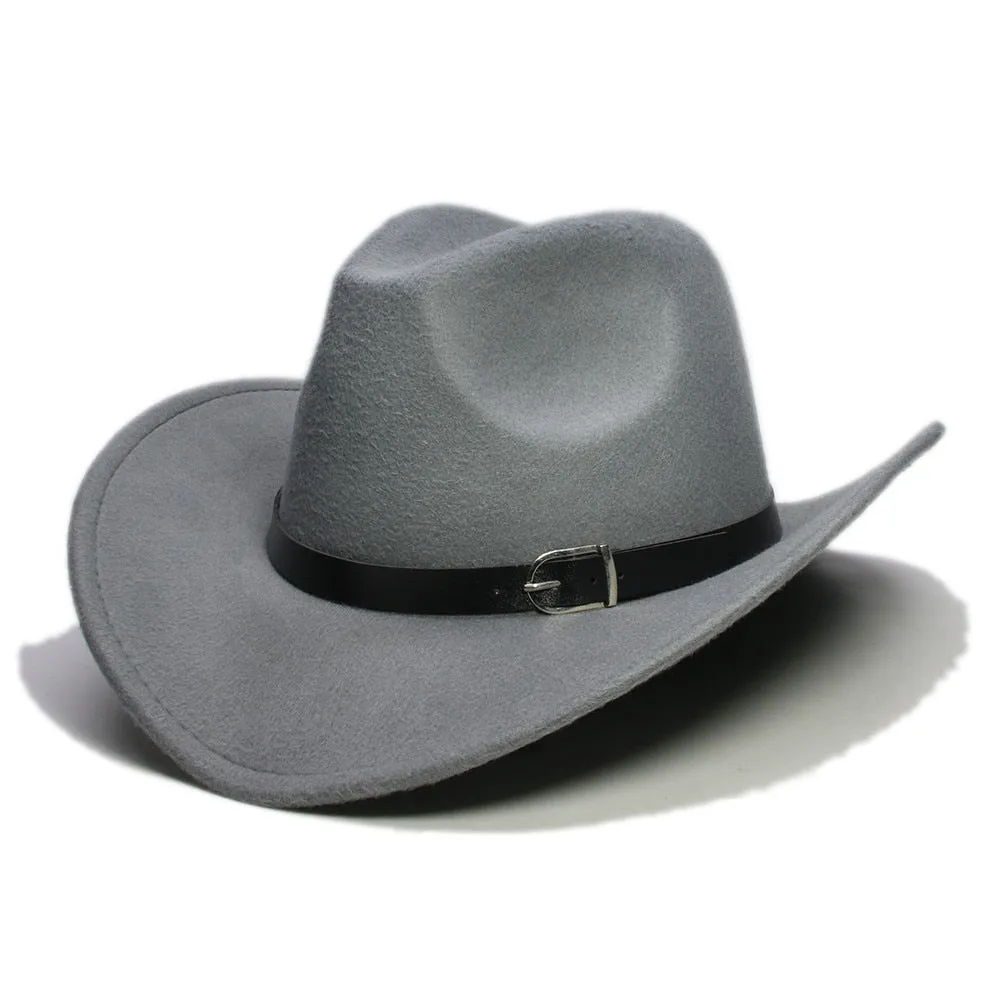 Casual Leather Band Adjustable Western Cowboy Hat for Men and Women