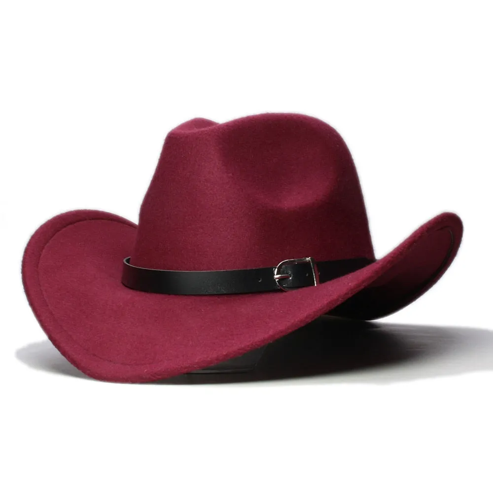 Casual Leather Band Adjustable Western Cowboy Hat for Men and Women