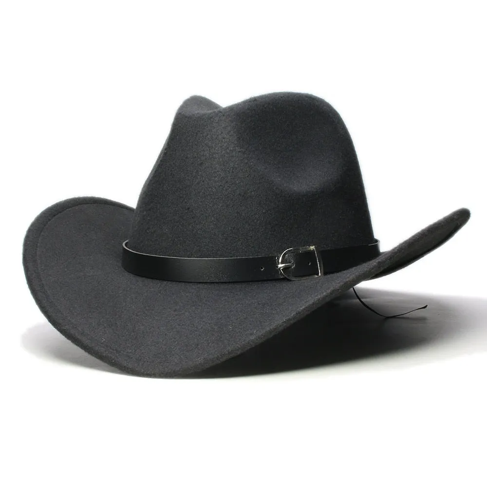 Casual Leather Band Adjustable Western Cowboy Hat for Men and Women