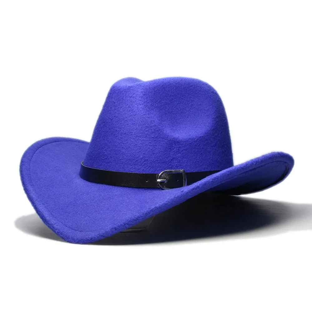 Casual Leather Band Adjustable Western Cowboy Hat for Men and Women