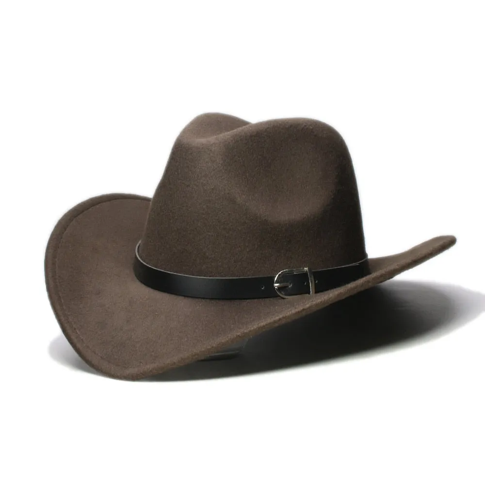 Casual Leather Band Adjustable Western Cowboy Hat for Men and Women