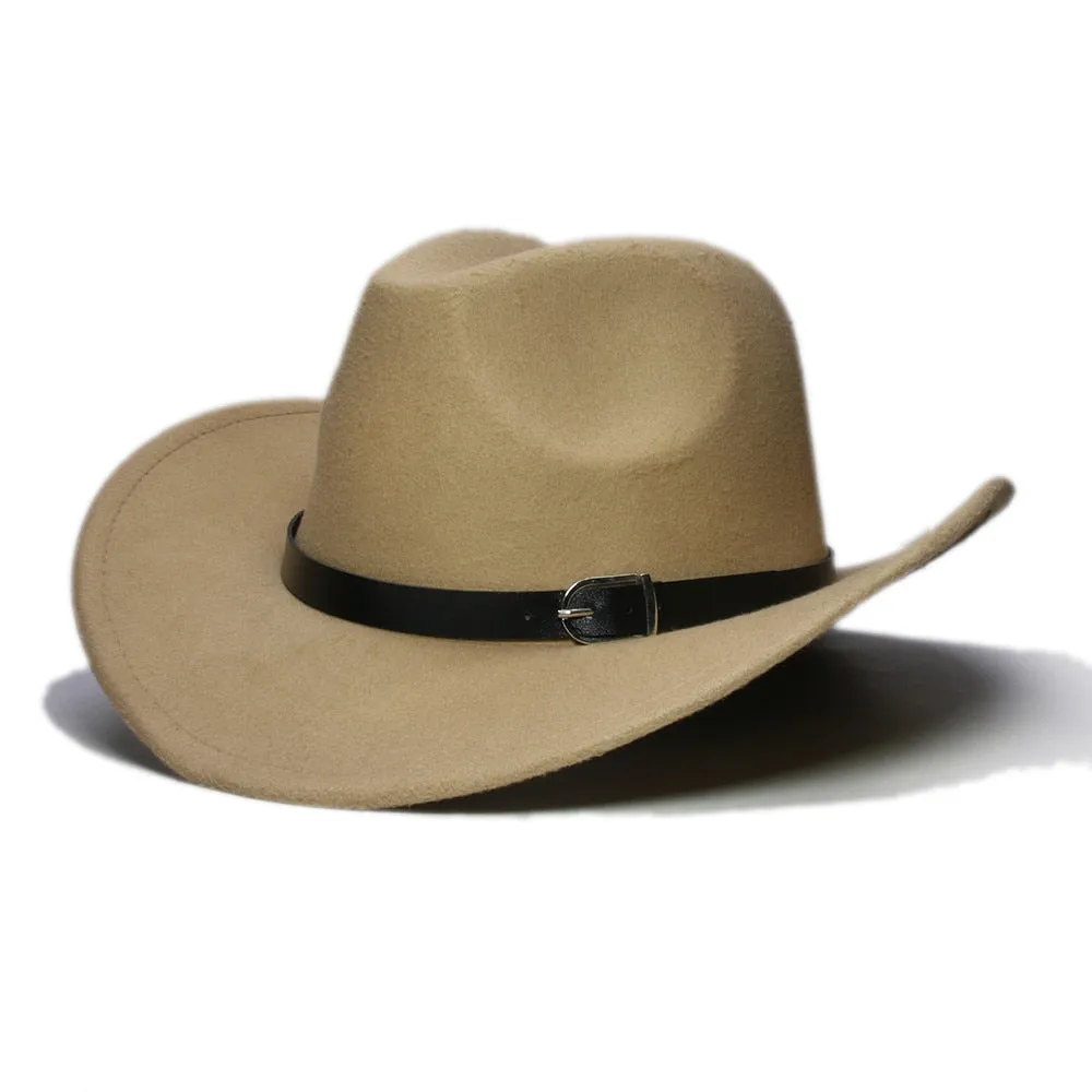 Casual Leather Band Adjustable Western Cowboy Hat for Men and Women