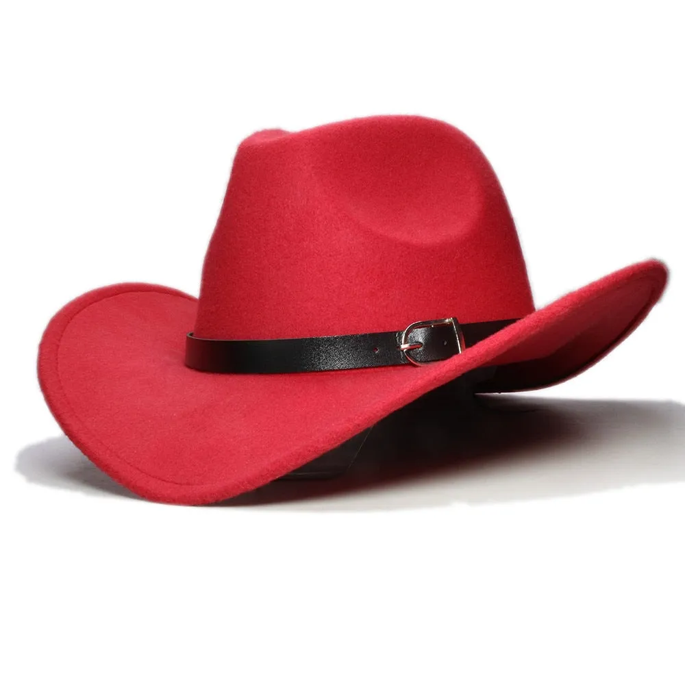 Casual Leather Band Adjustable Western Cowboy Hat for Men and Women