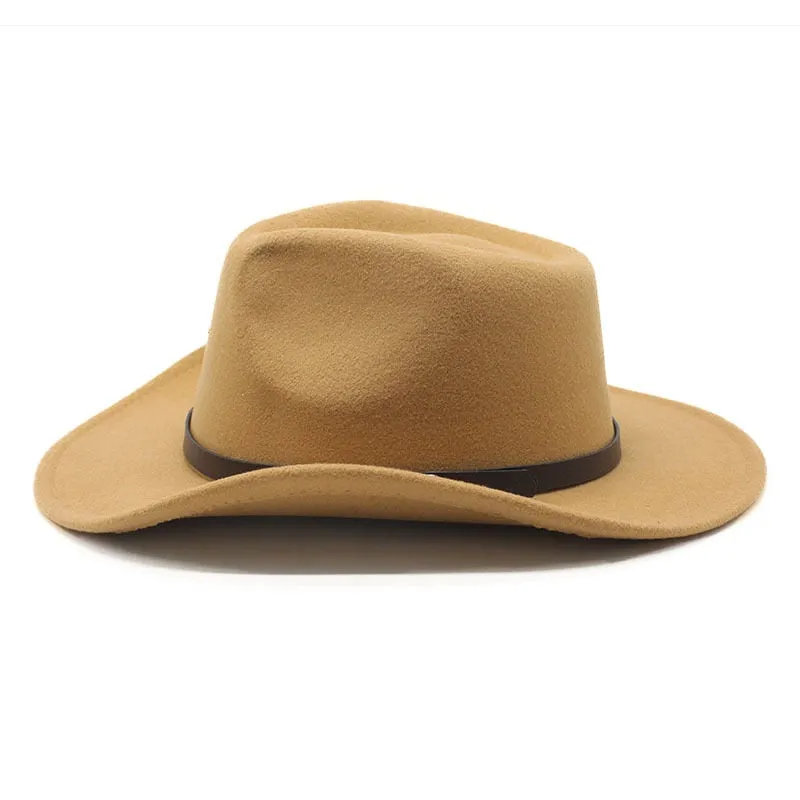 Casual Patchwork Pattern Roll-Up Brim Cowboy Hat for Men and Women