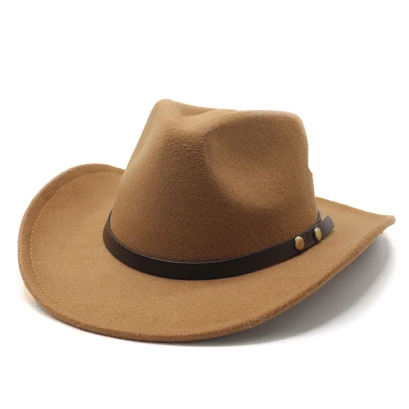 Casual Patchwork Pattern Roll-Up Brim Cowboy Hat for Men and Women