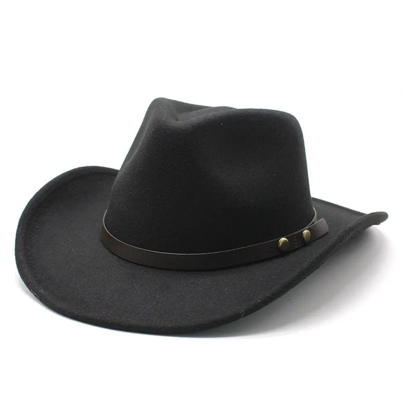 Casual Patchwork Pattern Roll-Up Brim Cowboy Hat for Men and Women