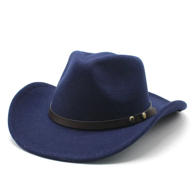 Casual Patchwork Pattern Roll-Up Brim Cowboy Hat for Men and Women