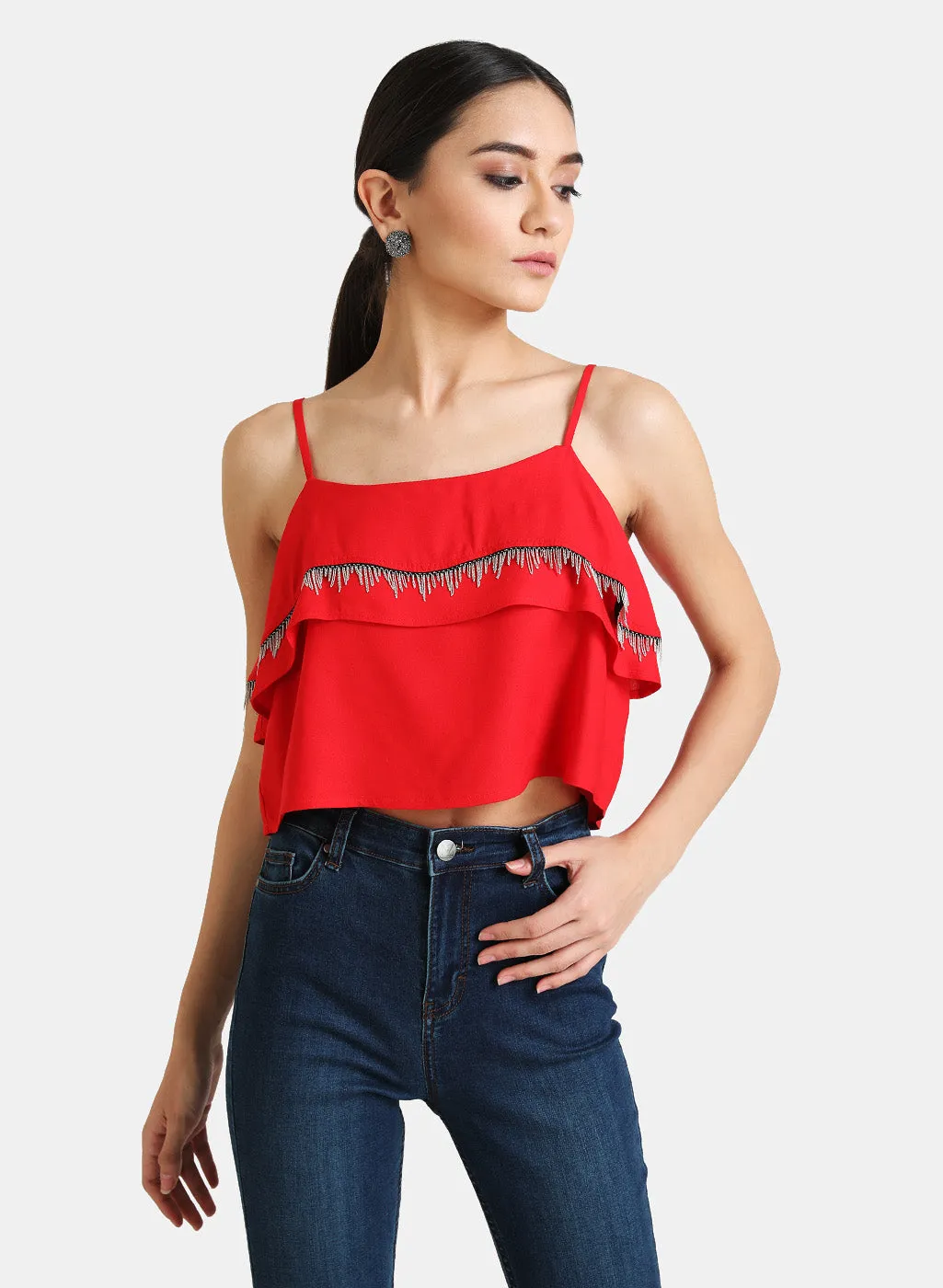 Chain Trim Detail Crop Top