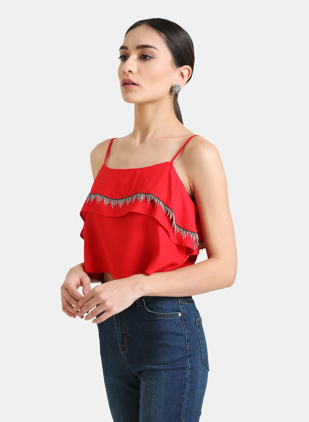 Chain Trim Detail Crop Top