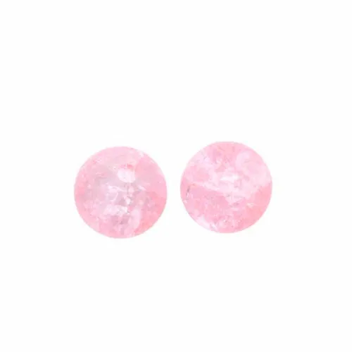 Crackle Glass Beads, Round, Transparent, Pink, 6mm