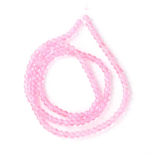 Crackle Glass Beads, Round, Transparent, Pink, 6mm