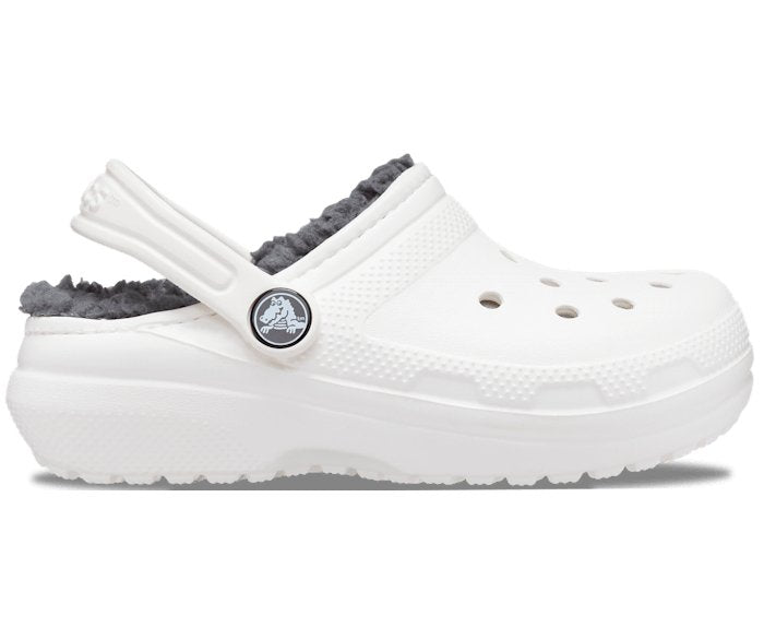 Crocs Kids Classic Lined Clog - White/Grey