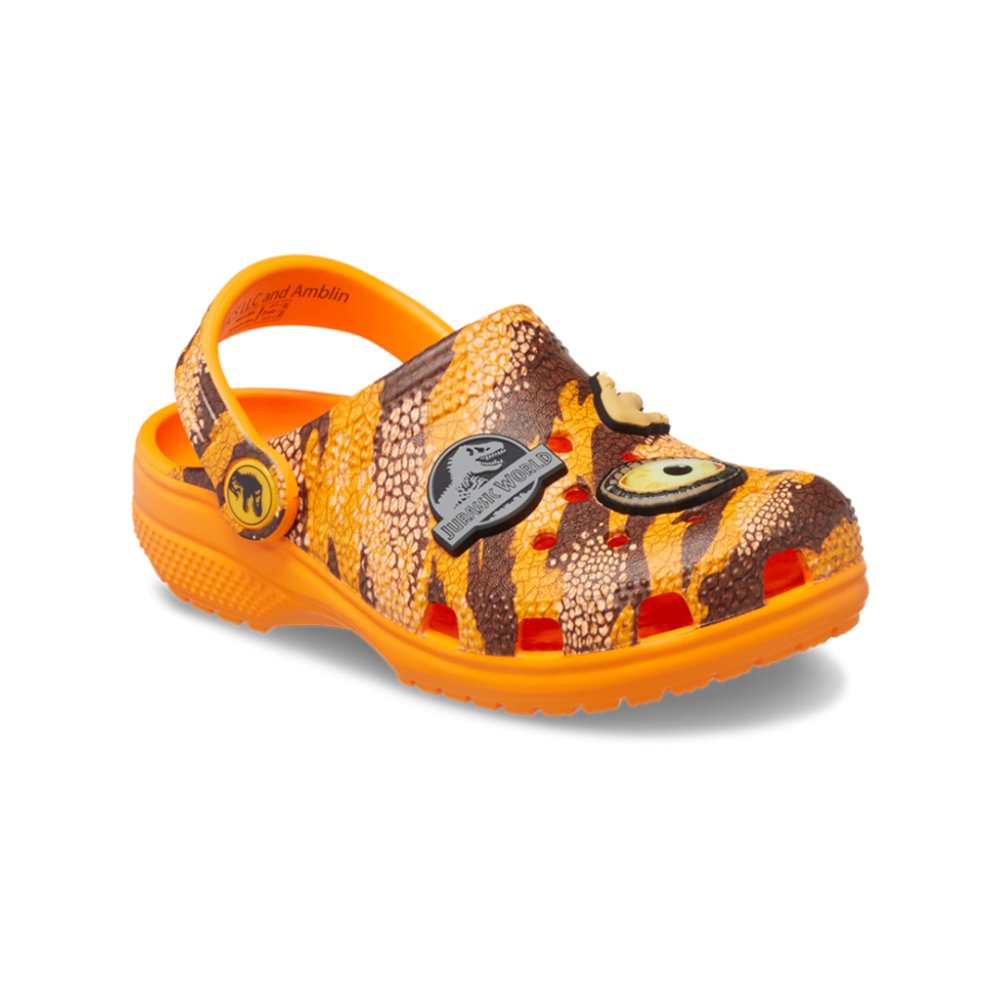 Crocs Toddler Jurassic World Classic Clog - Orange Zing