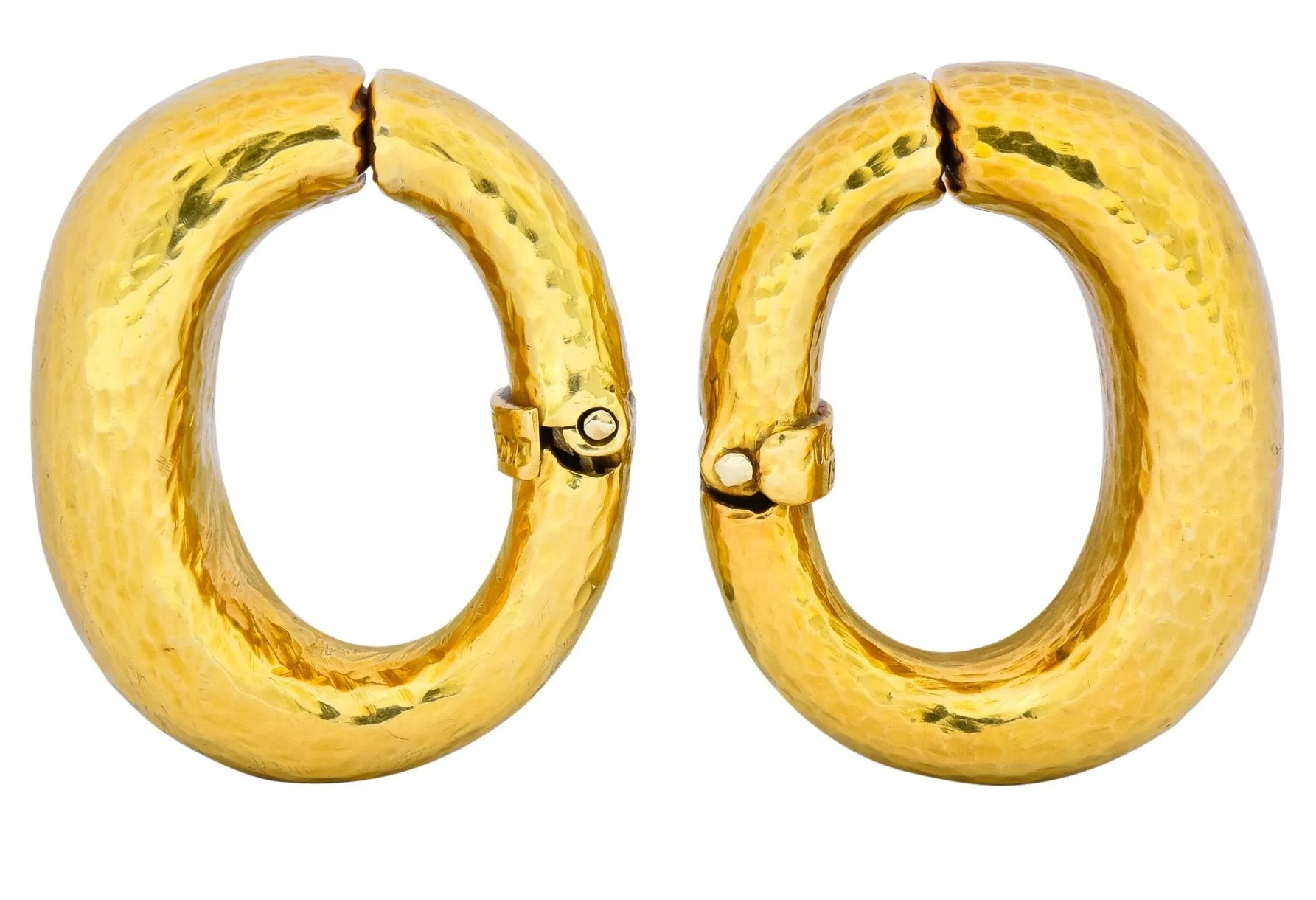 David Webb 18 Karat Yellow Gold Hoop Ear-Clip Earrings