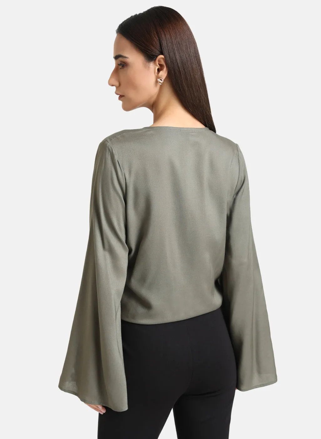 Flared Sleeves Tie-Up Top