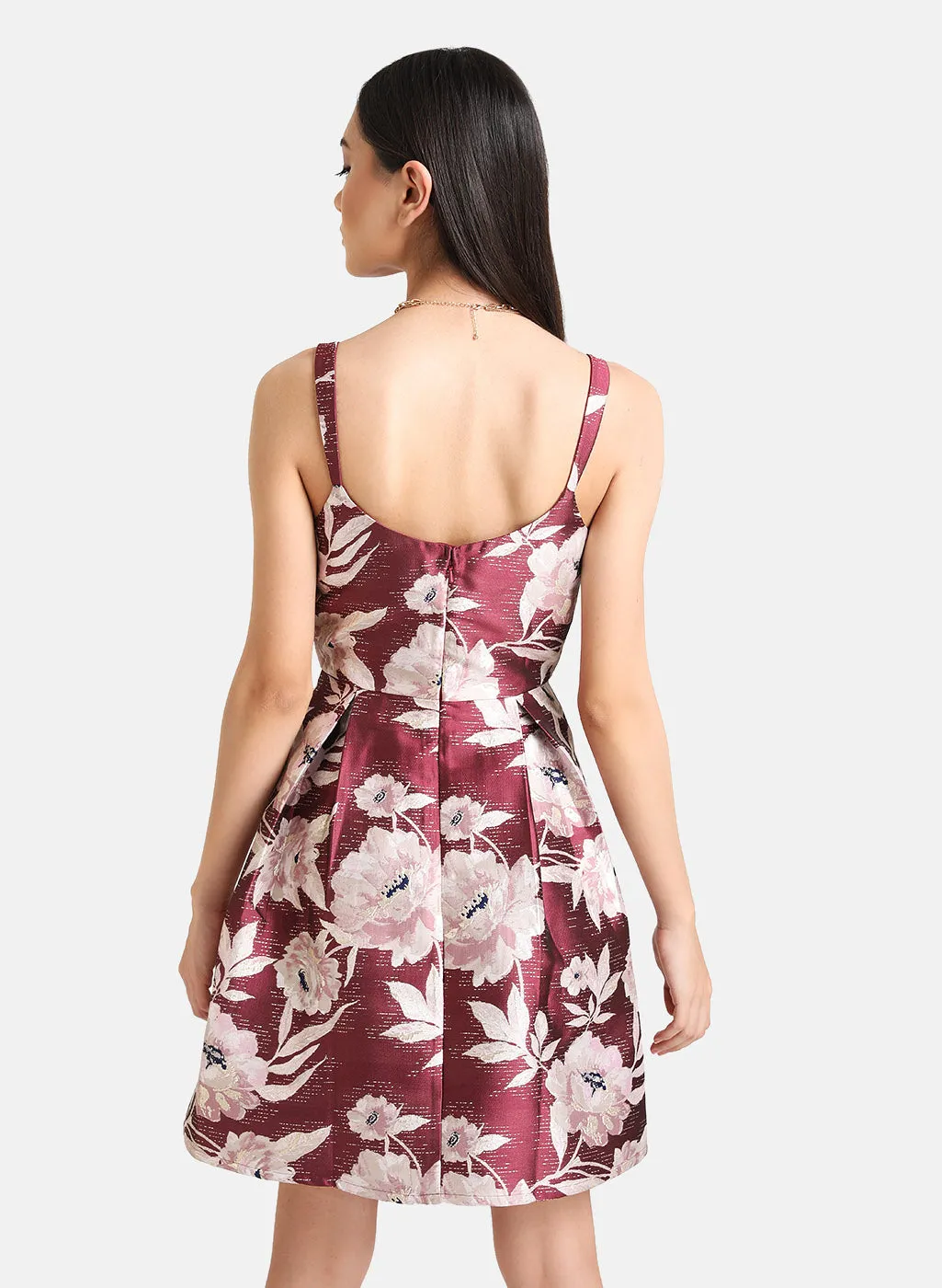 Floral Jacquard Fit & Flare Mini Dress