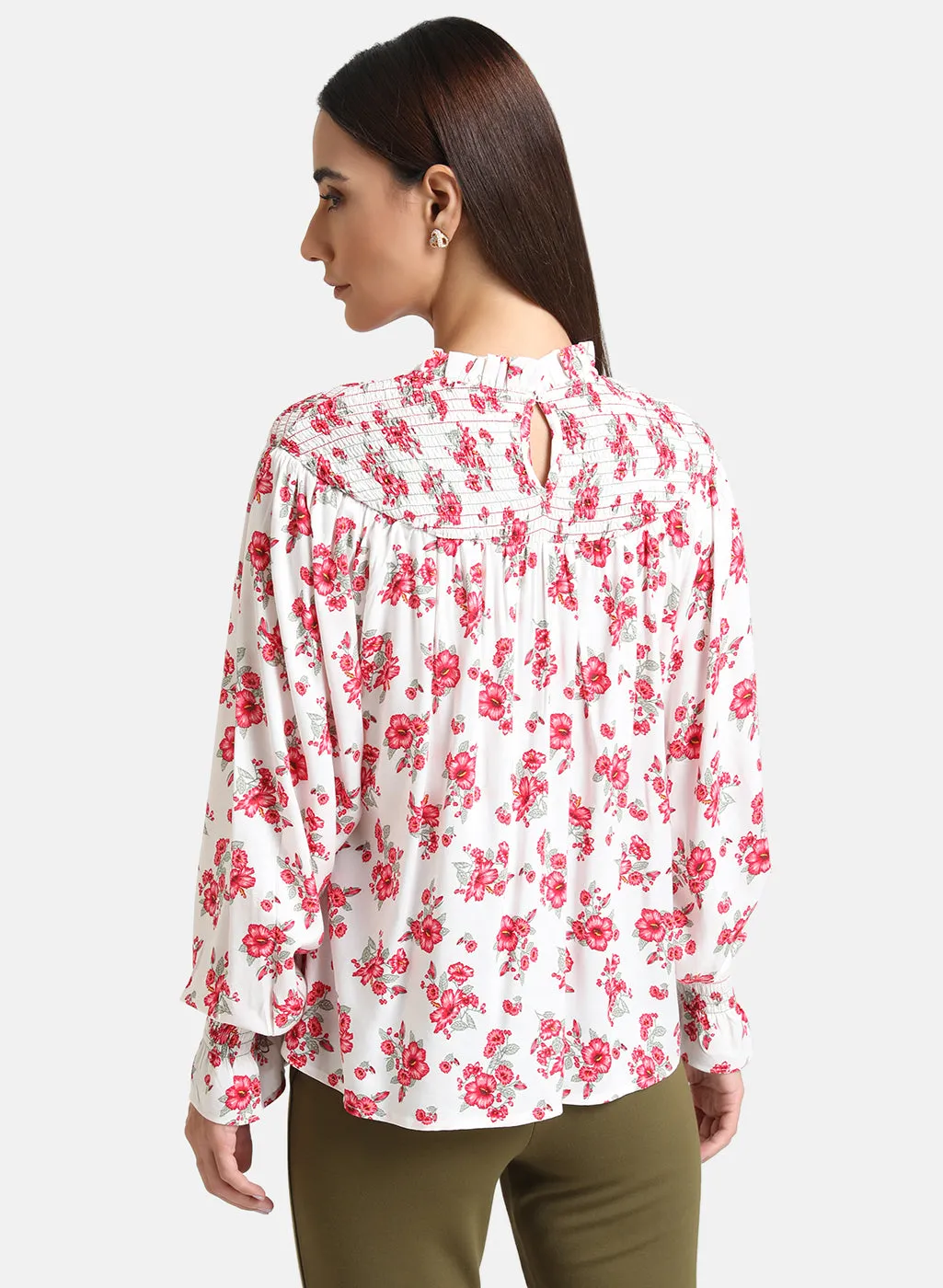 Floral Printed Smoked Top