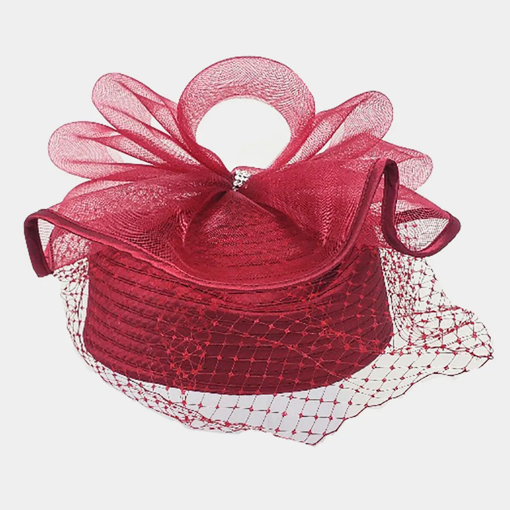 iLLASPARKZ Embellished Rhinestone Mesh Bow Dressy Hat