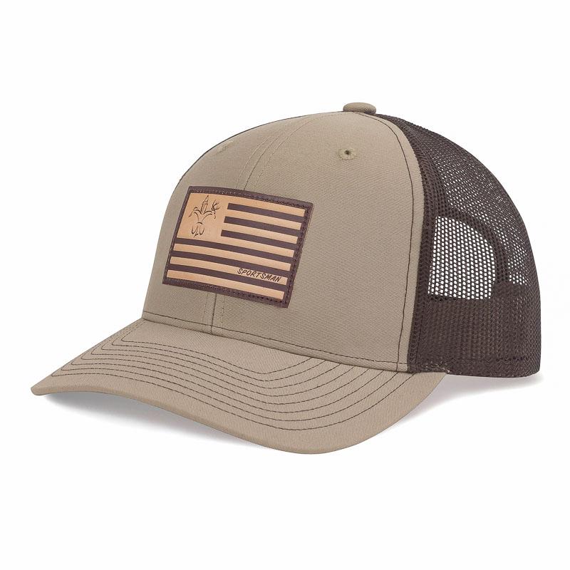 Leather American Flag Snapback Camo Hunting Hat - Realtree Original