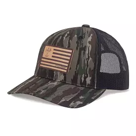 Leather American Flag Snapback Camo Hunting Hat - Realtree Original