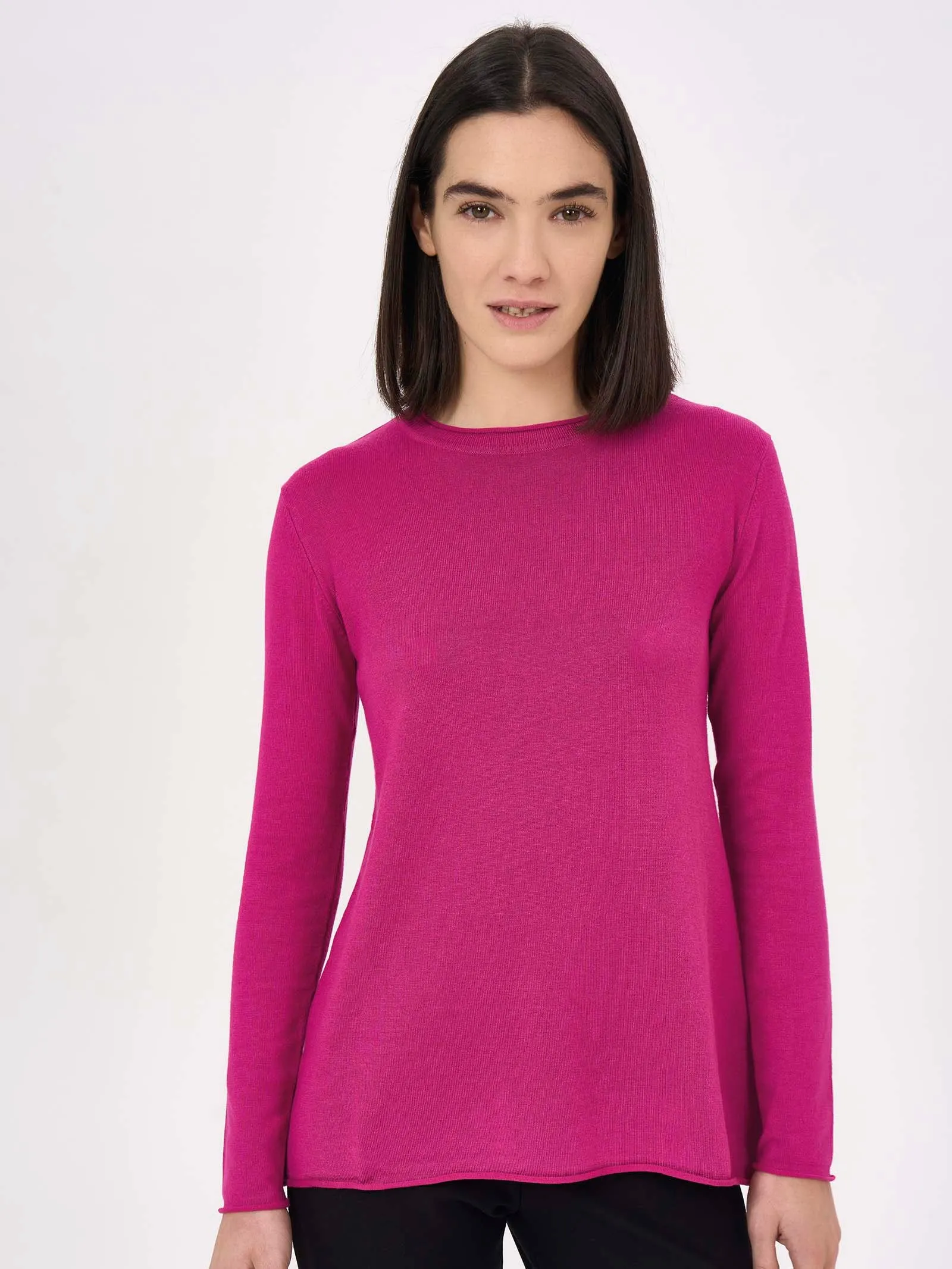 Maglia girocollo in filato Winter Basic - Magenta