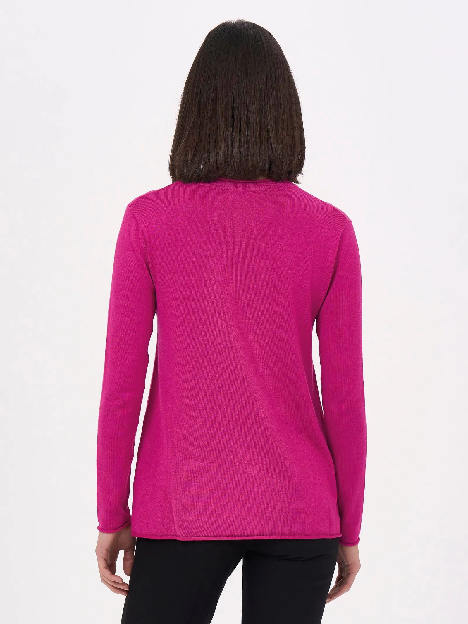 Maglia girocollo in filato Winter Basic - Magenta