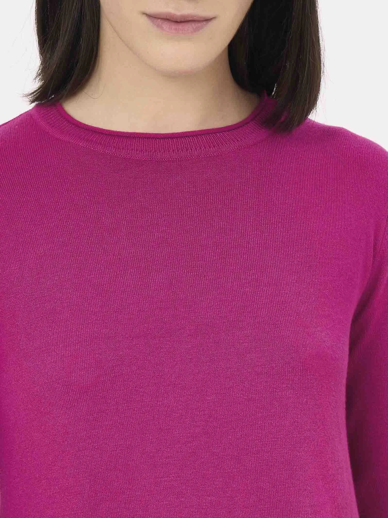 Maglia girocollo in filato Winter Basic - Magenta