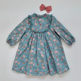 Marie-Chantal Teal Leaf Print Dress: 4 Years