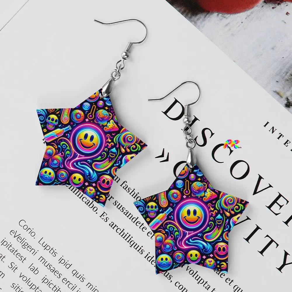 Neon Drip Rave Earrings