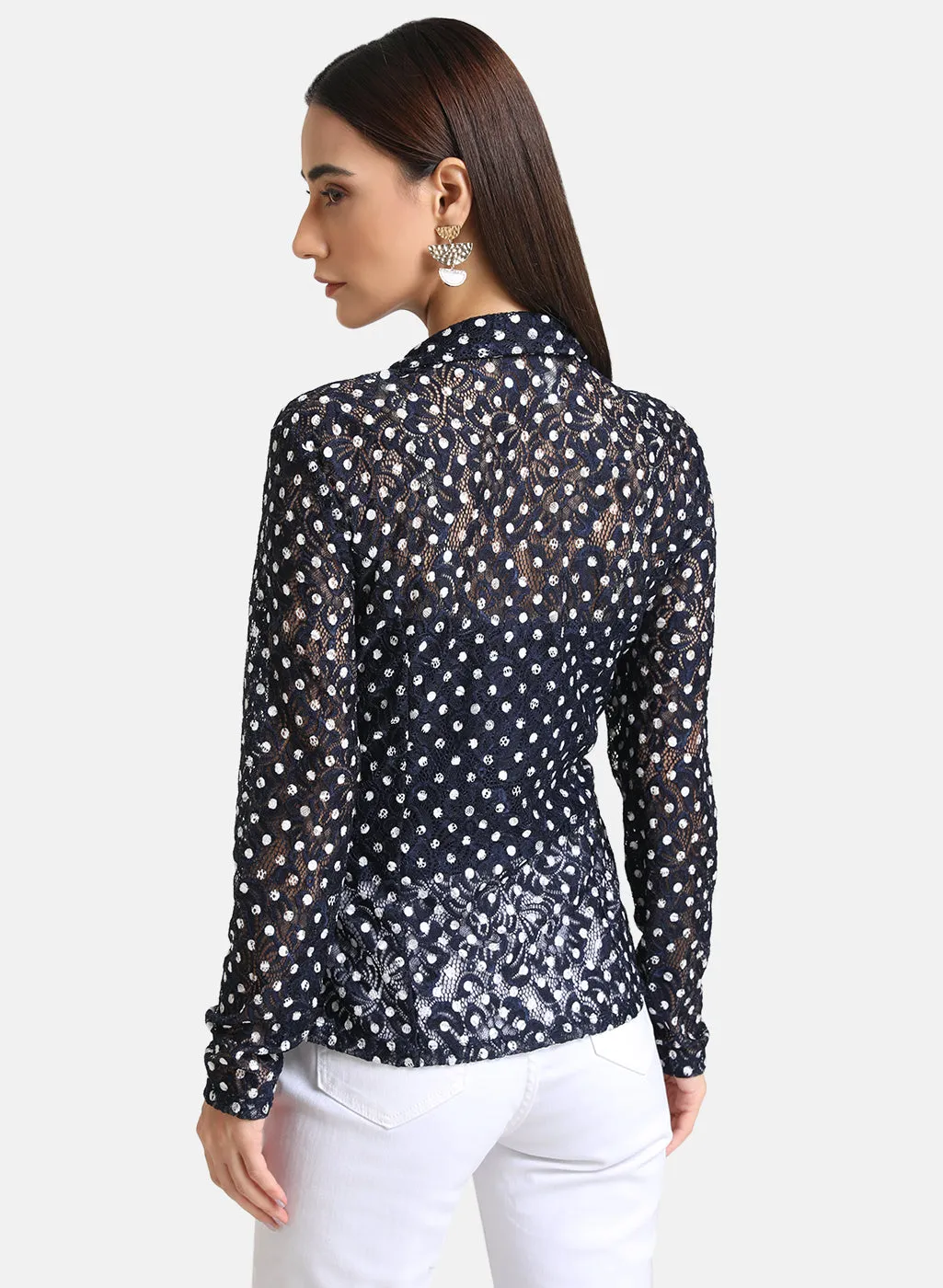 Polka Stretch Lace Shirt