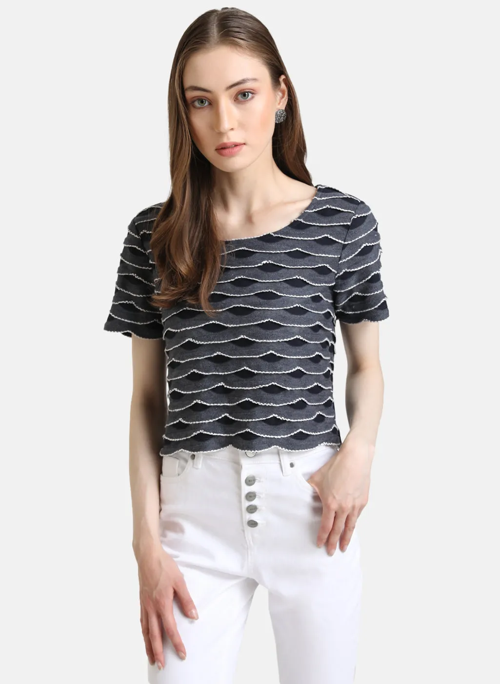 Scallop Knit T-Shirt