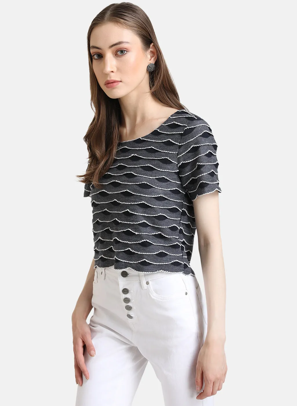 Scallop Knit T-Shirt