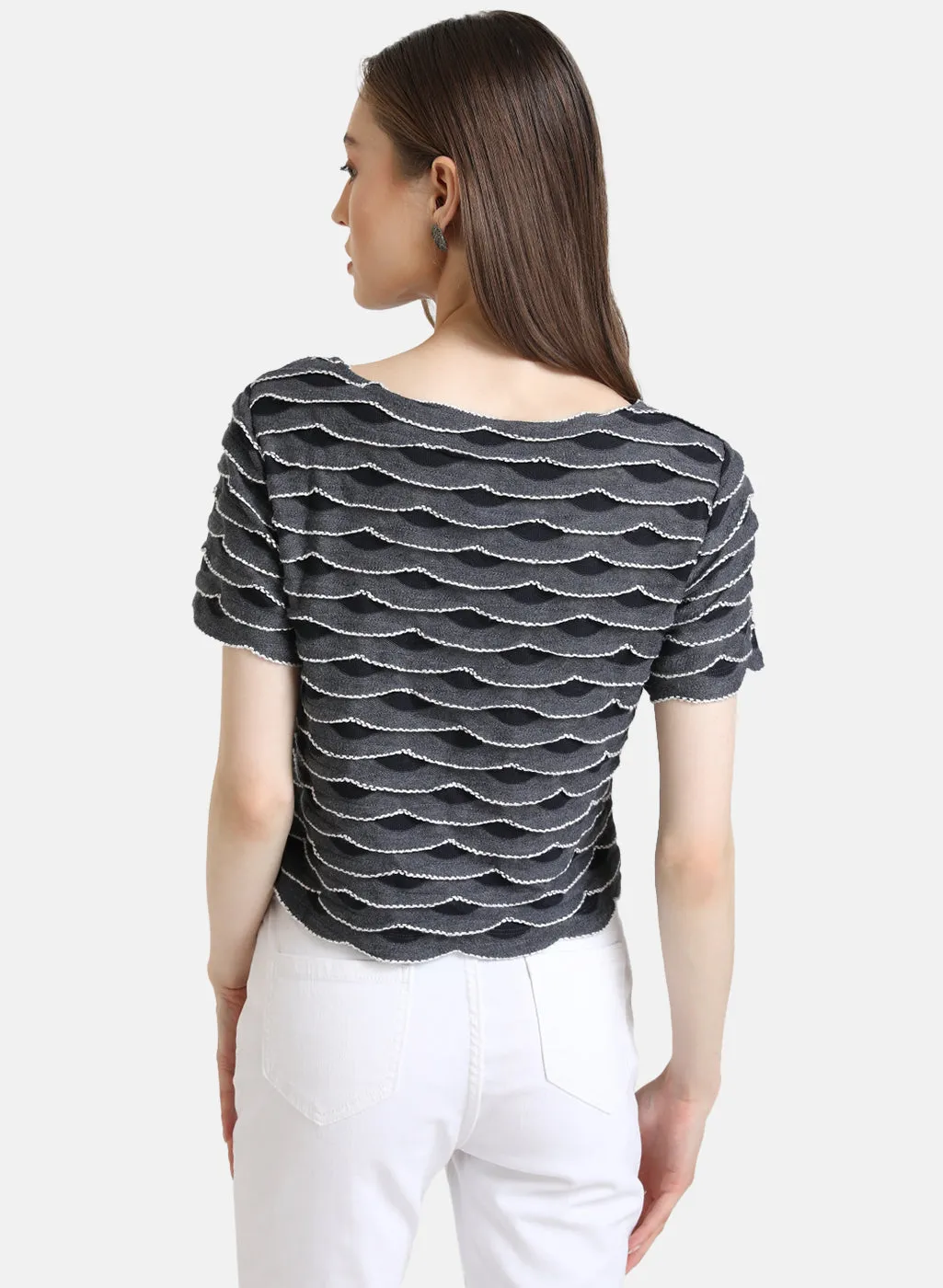 Scallop Knit T-Shirt