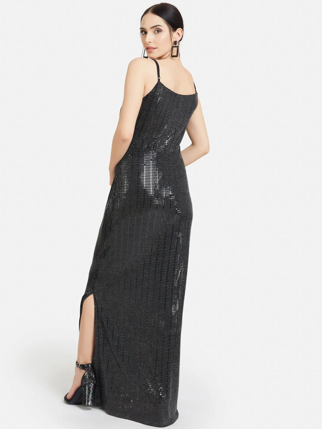 Stick-On Sequin Knitted Maxi Dress