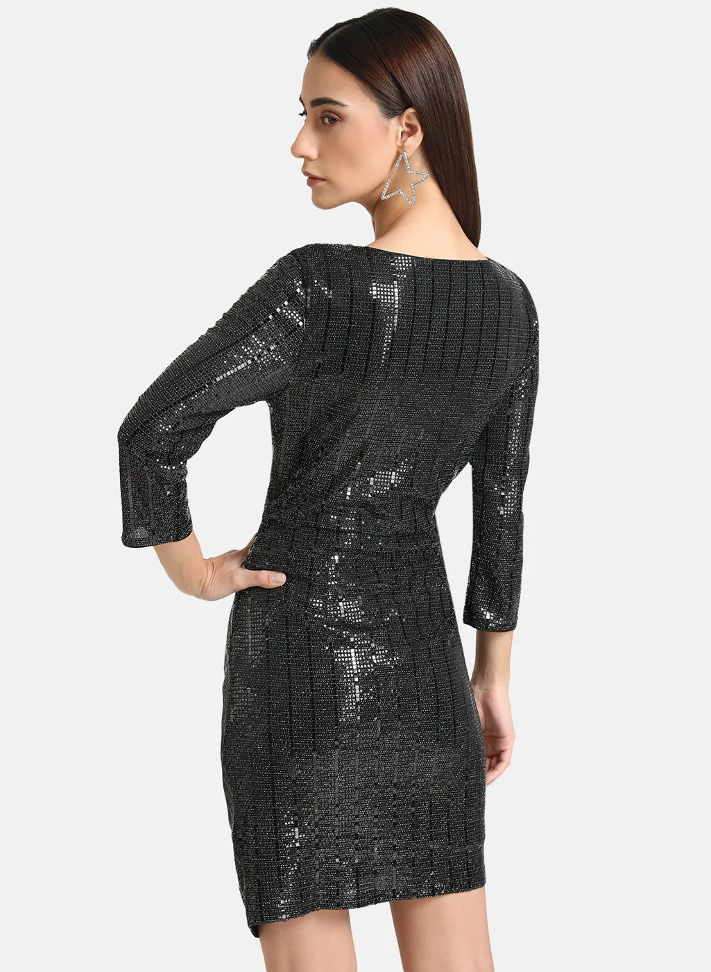 Stick-On Sequin Knitted Midi Dress