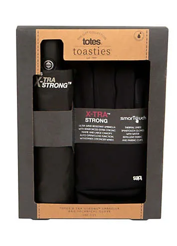 Totes Toasties Men’s X-Tra Strong Umbrella & Thermal Gloves Set | Kaleidoscope