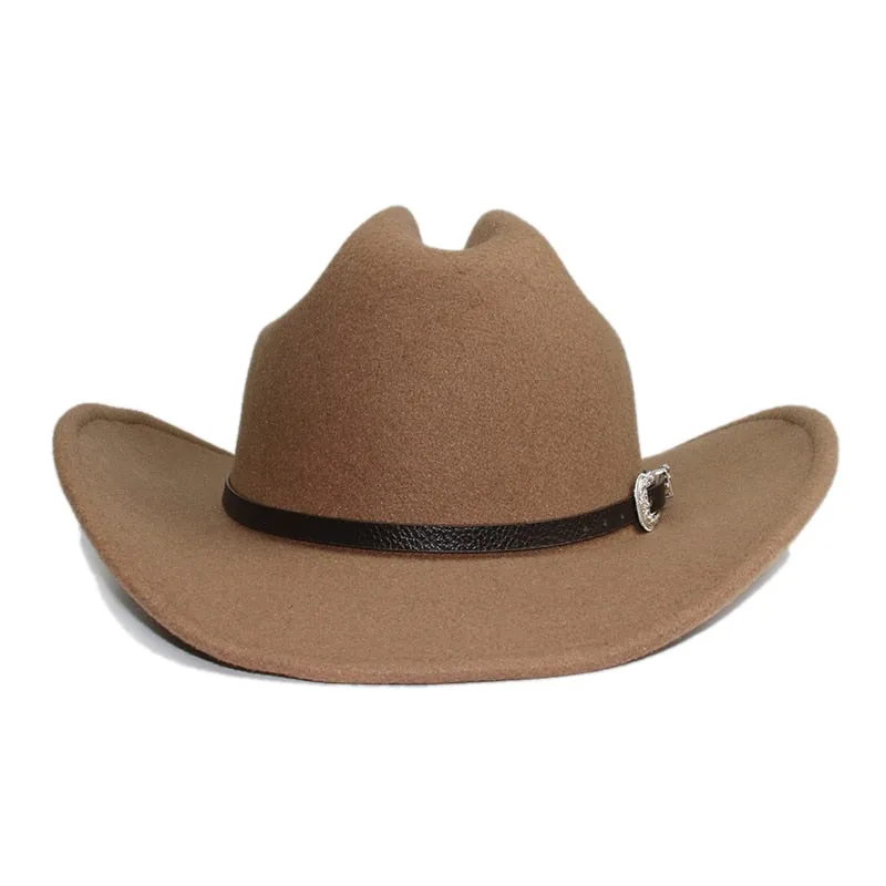 Unisex Retro Casual Leather Band Large Wide Brim Western Cowboy Hat