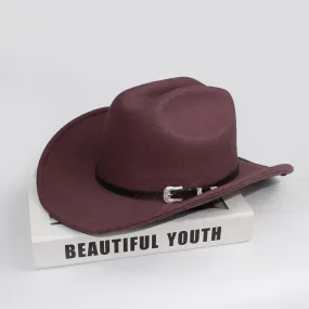 Unisex Retro Casual Leather Band Large Wide Brim Western Cowboy Hat