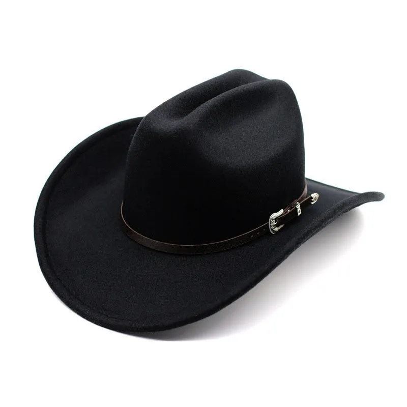 Unisex Retro Casual Leather Band Large Wide Brim Western Cowboy Hat